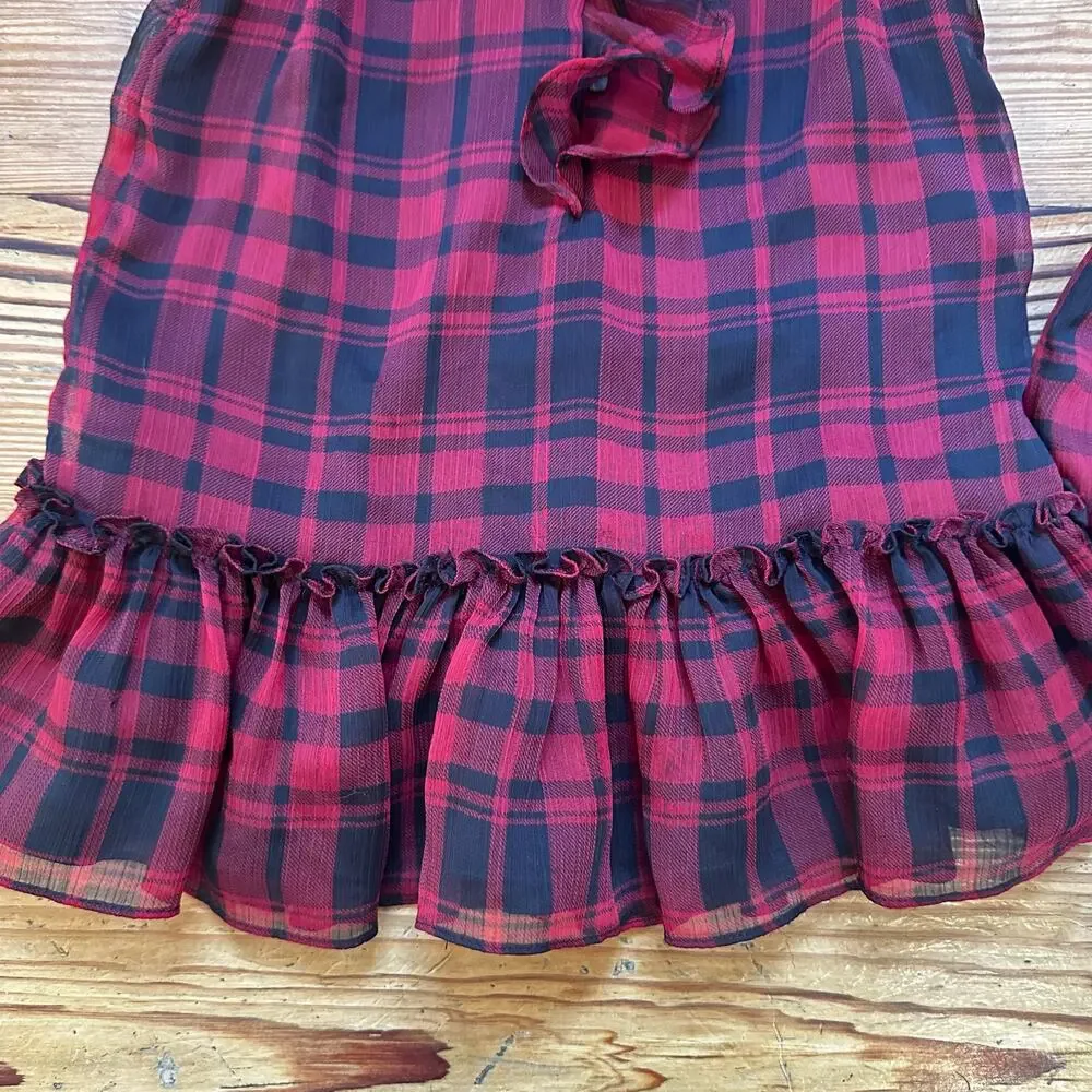 Ralph Lauren red black checkered collar ruffle‎ dress SIZE 12M